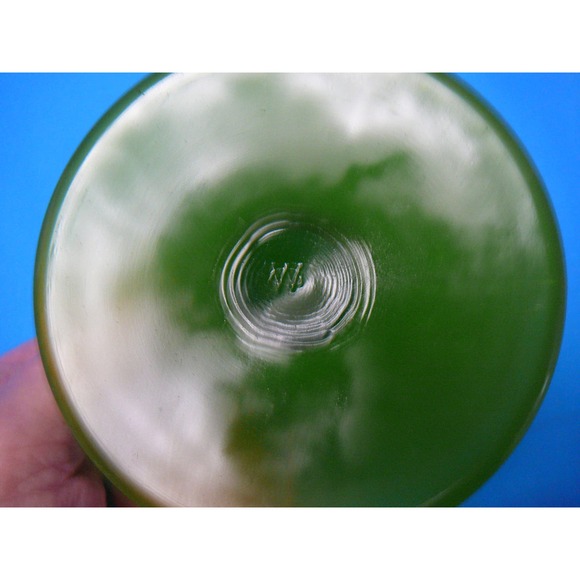 Vtg Westmorland Green Satin Glass Compote Lotus Flower Patten - Picture 4 of 6